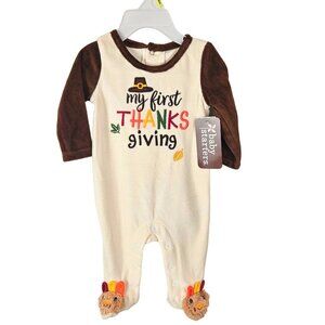 Boys Baby Starters My First Thanksgiving Footed Outfit Size 3 Months Turkey Soft